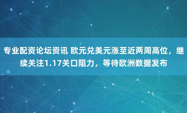 专业配资论坛资讯 欧元兑美元涨至近两周高位，继续关注1.17关口阻力，等待欧洲数据发布