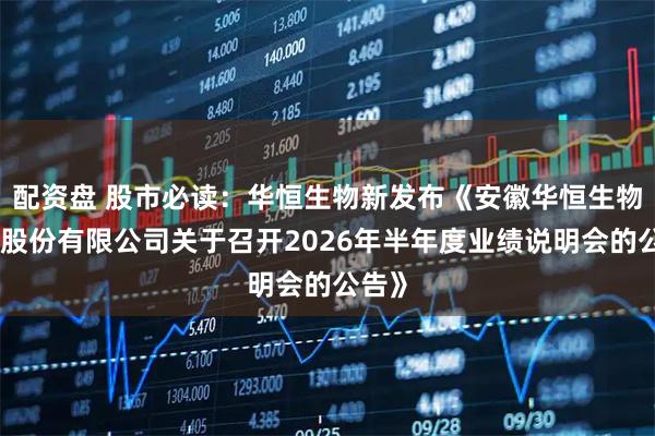 配资盘 股市必读：华恒生物新发布《安徽华恒生物科技股份有限公司关于召开2026年半年度业绩说明会的公告》